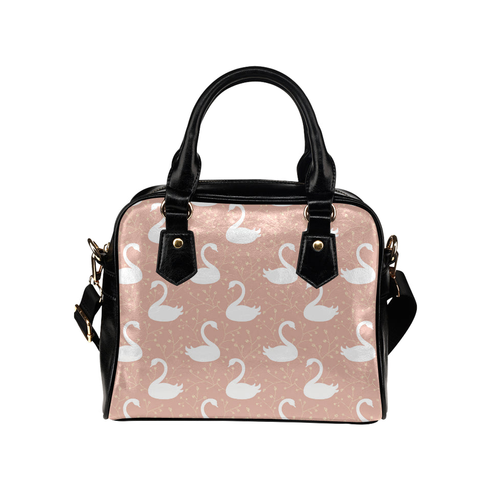 Swan flower light pink background Shoulder Handbag