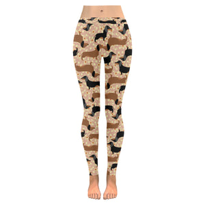 Dachshund floral background Women's Legging Fulfilled In US