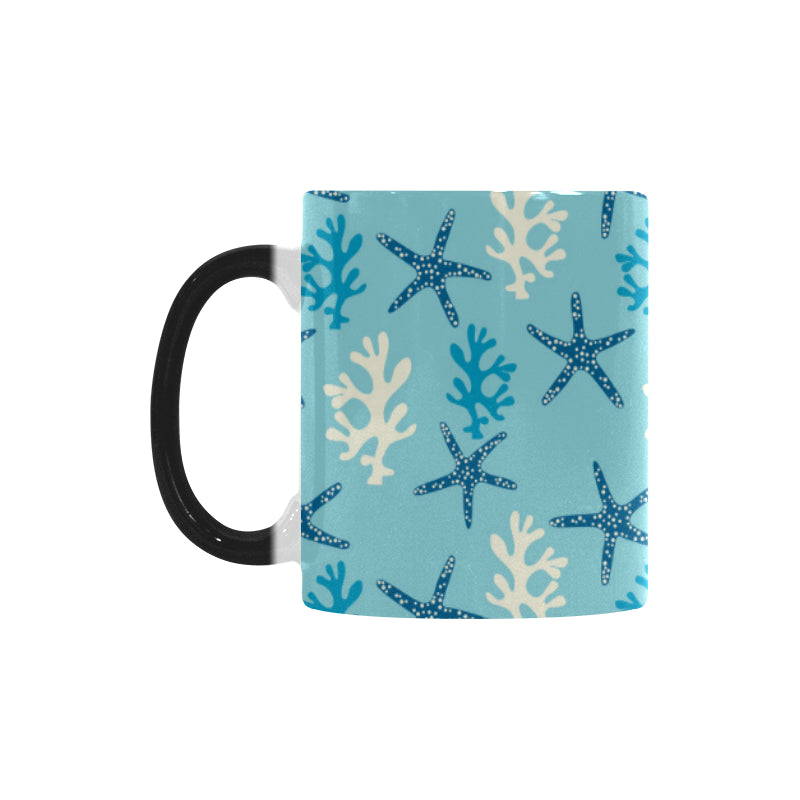 Blue starfish coral reef pattern Morphing Mug Heat Changing Mug