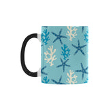 Blue starfish coral reef pattern Morphing Mug Heat Changing Mug