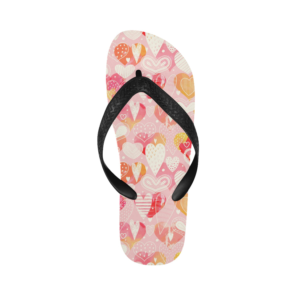 Hand drawn heart design pattern Unisex Flip Flops