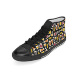 Beer type pattern Men's High Top Canvas Shoes Black