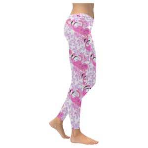 Pink flamingo flower pattern Women's Legging Fulfilled In US