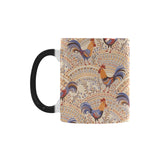Cute rooster chicken cock floral ornament backgrou Morphing Mug Heat Changing Mug