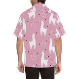 Llama Alpaca pink background Men's All Over Print Hawaiian Shirt