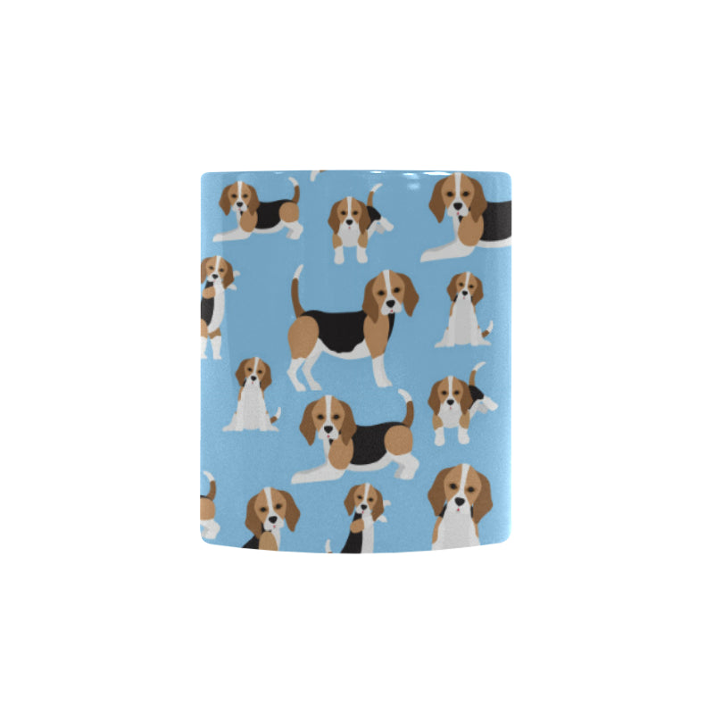 Beagle dog blue background pattern Morphing Mug Heat Changing Mug