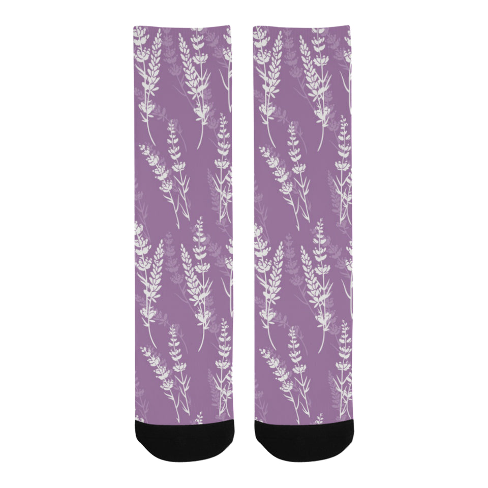 Lavender flowers purple pattern Crew Socks