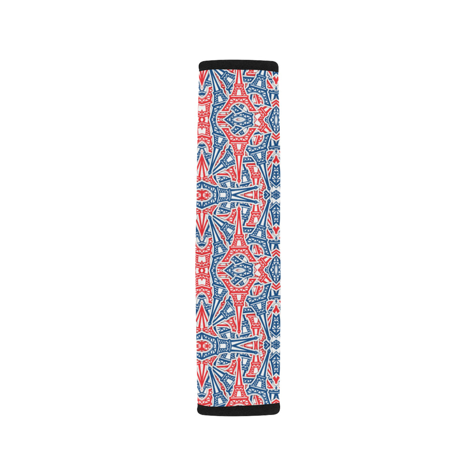 Blue Red Eiffel Tower Pattern Print Design 02 Car Seat Belt Cover