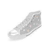 Heart pattern gray background Men's High Top Canvas Shoes White