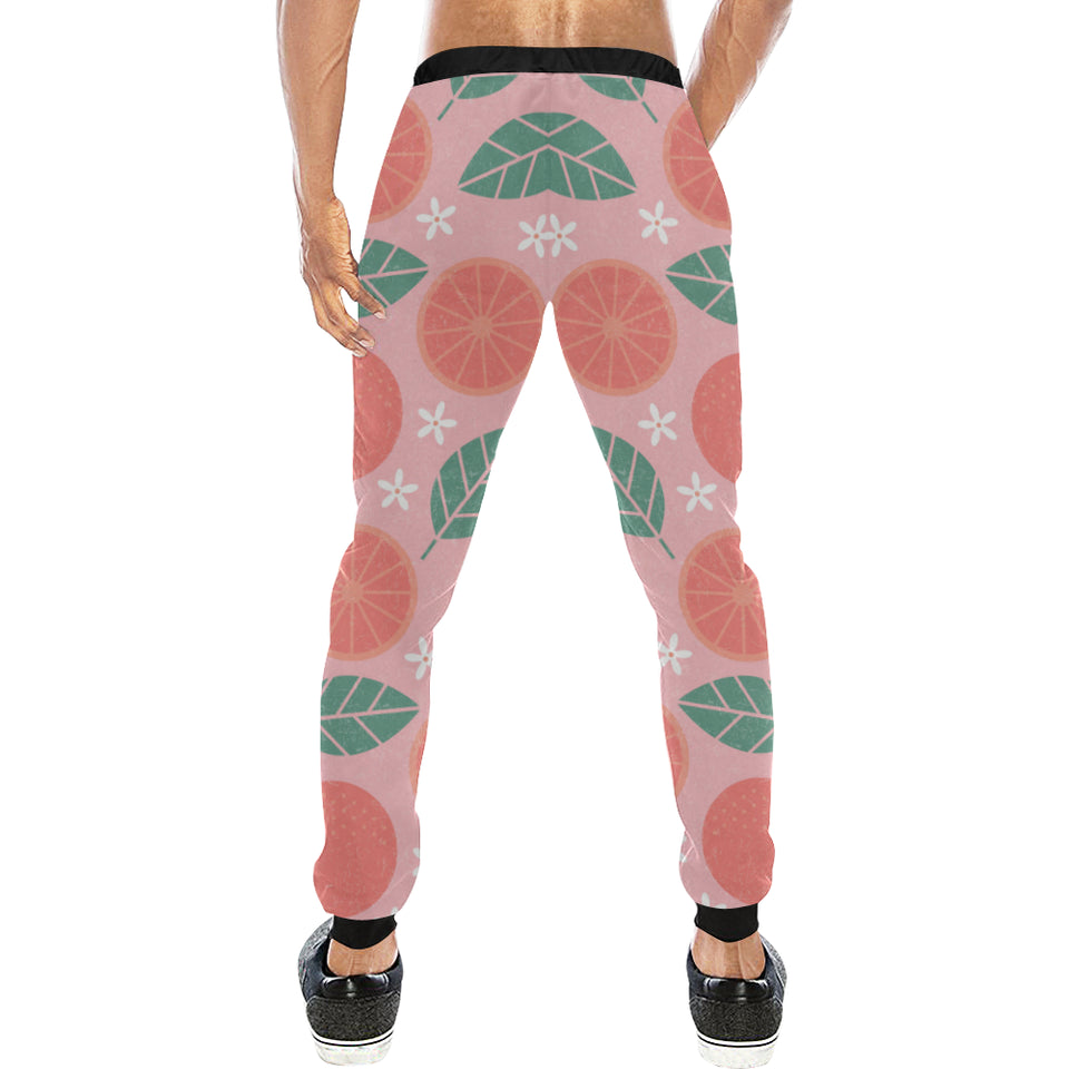 Grapefruit leaves flower pink background Unisex Casual Sweatpants