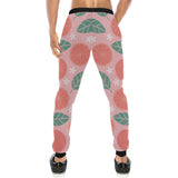Grapefruit leaves flower pink background Unisex Casual Sweatpants