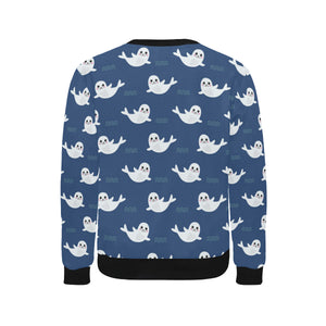 Cute white baby sea lion seal pattern Men's Crew Neck Sweatshirt