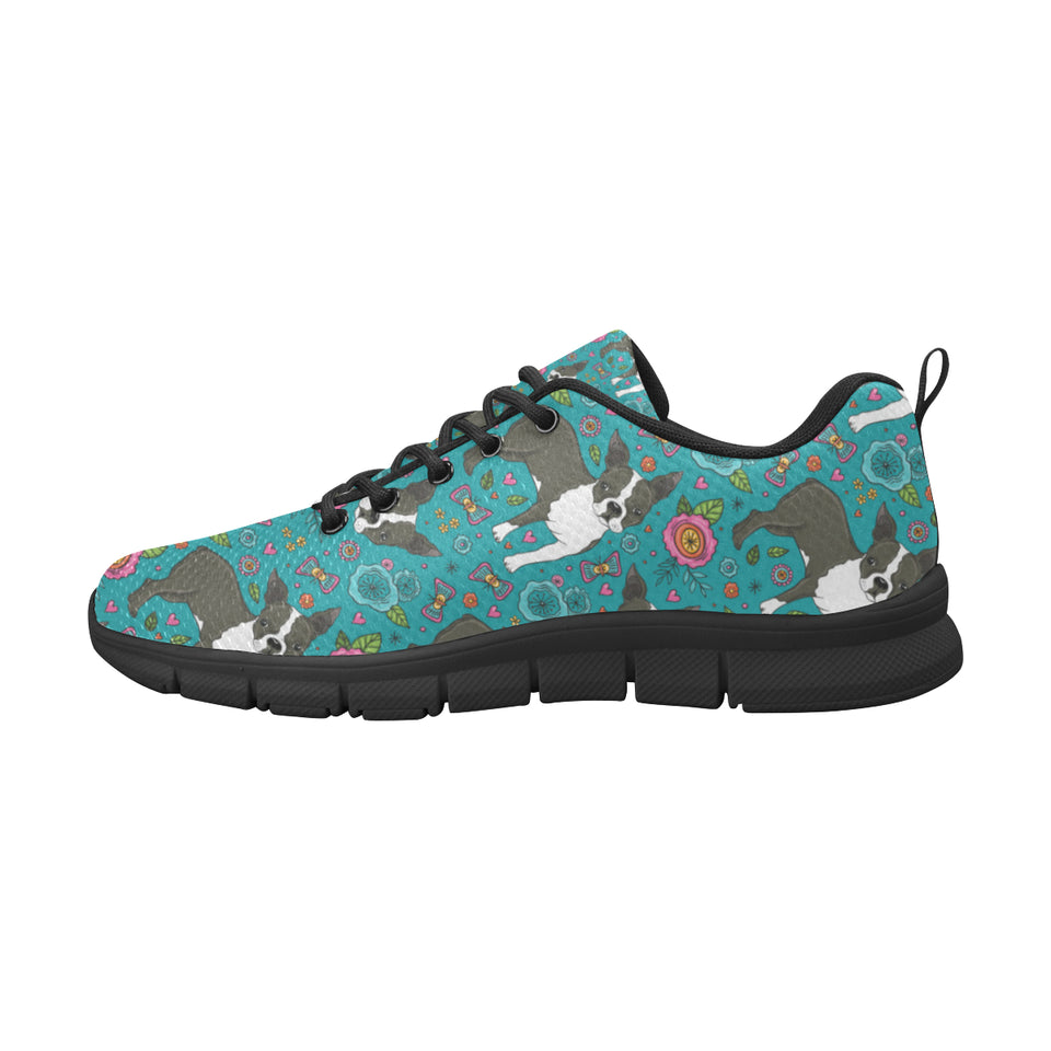 Boston terrier beautiful flower pattern Men's Sneaker Shoes