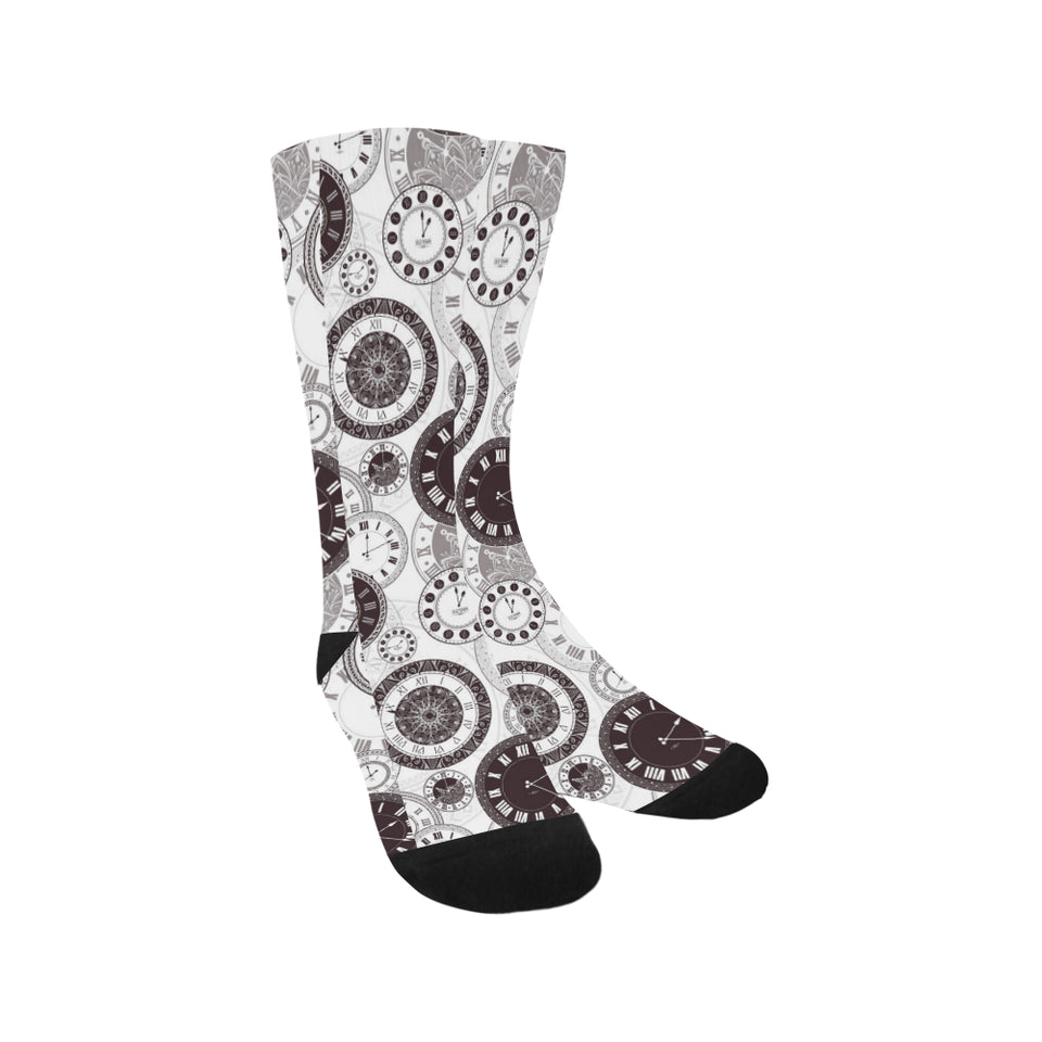 Classic vintage clock pattern Crew Socks