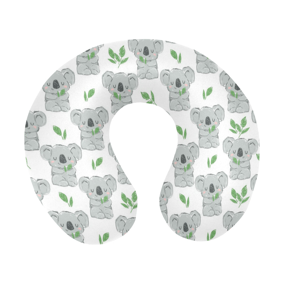 Hand drawn Koala leaves pattern U-Shaped Travel Neck Pillow