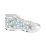 Bowling ball bowling pins blue blackground Women's High Top Canvas Shoes White