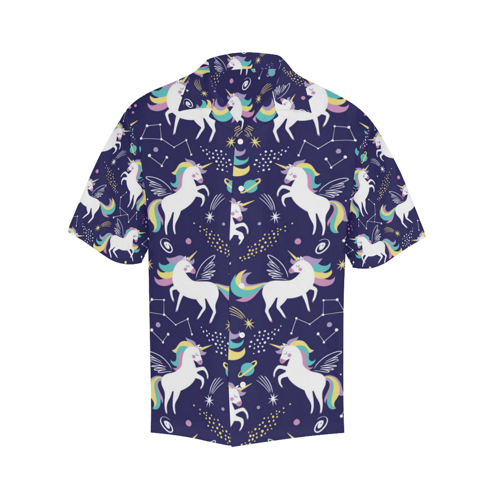 Hand drawn cute unicorn star planet Men's All Over Print Hawaiian Shirt