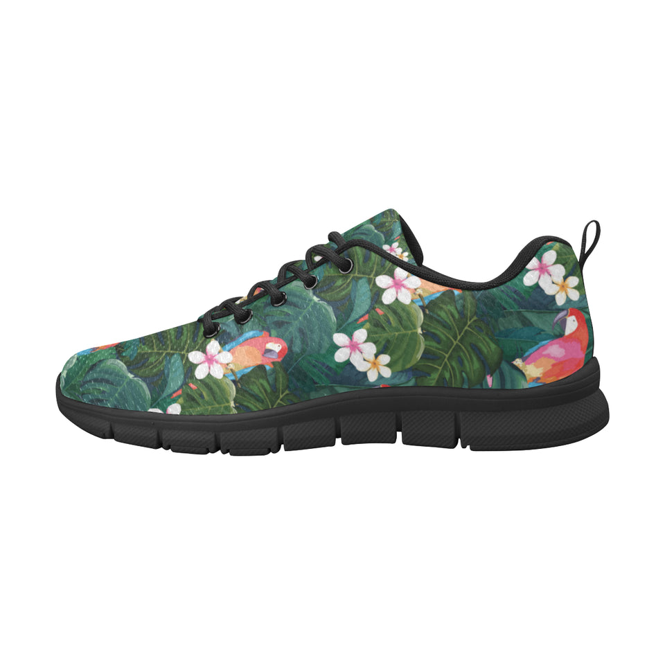 Parrot Palm tree leaves flower hibiscus pattern Men's Sneaker Shoes