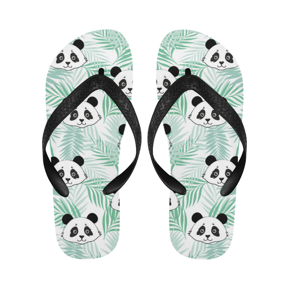 Panda pattern tropical leaves background Unisex Flip Flops