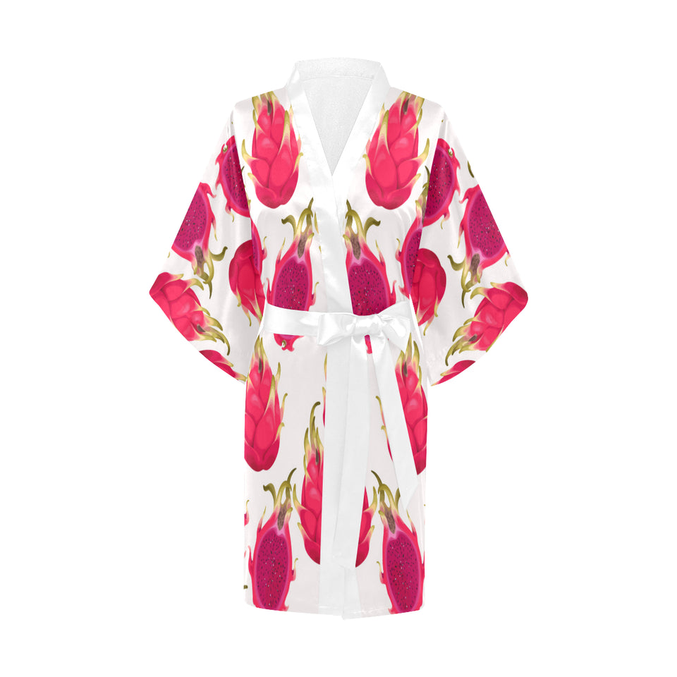 dragon fruits design pattern Women's Short Kimono Robe