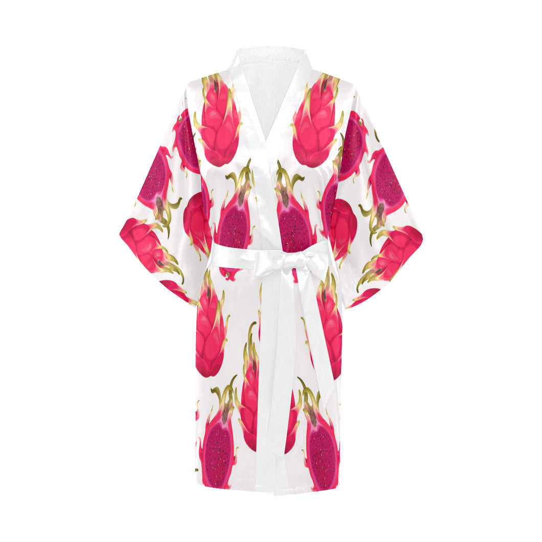 dragon fruits design pattern Women's Short Kimono Robe
