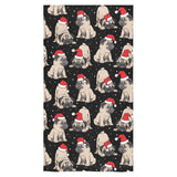 Christmas Pugs Santa_s red cap pattern Bath Towel