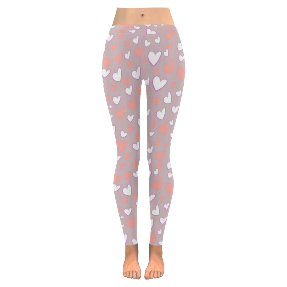 coral white heart pattern Women's Legging Fulfilled In US