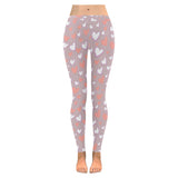 coral white heart pattern Women's Legging Fulfilled In US