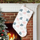 Black Gray Cream coral ginkgo leaves pattern Christmas Stocking