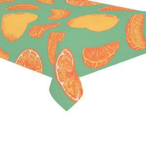 orange fruit pattern green background Tablecloth