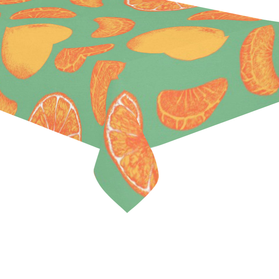 orange fruit pattern green background Tablecloth