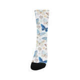 blue butterfly pattern Crew Socks