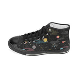 space pattern Women's High Top Canvas Shoes Black