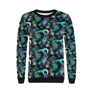 Dragon sea wave pattern Women's Crew Neck Sweatshirt