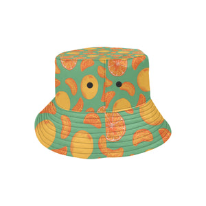 orange fruit pattern green background Unisex Bucket Hat