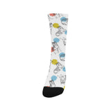 Siberian husky and colorful circle pattern Crew Socks