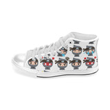 Cute ninja design pattern Men's High Top Canvas Shoes White