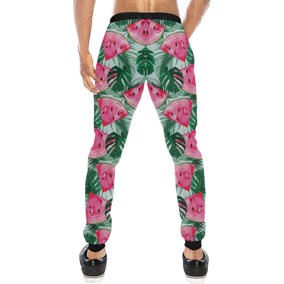 Watermelons tropical palm leaves pattern Unisex Casual Sweatpants