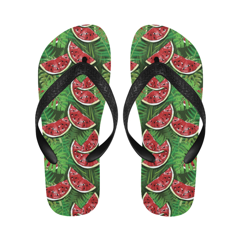Watermelons tropical palm leaves pattern backgroun Unisex Flip Flops