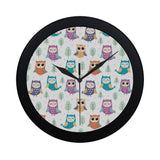 Cute owl pattern Elegant Black Wall Clock