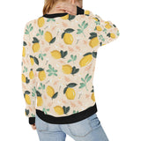 lemon flower leave pattern Women's Crew Neck Sweatshirt