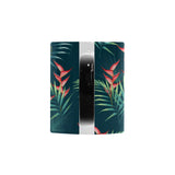 heliconia flowers, palm and monstera leaves on bla Morphing Mug Heat Changing Mug