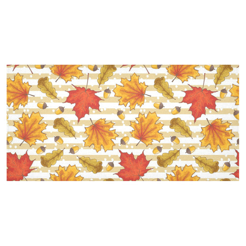 Maple leaf oak leaf acorns beige striped backgroun Tablecloth