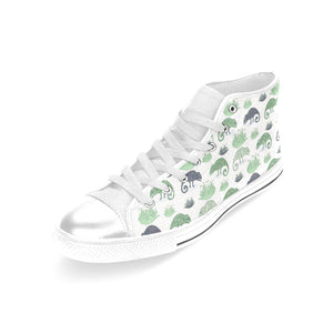 Chameleon lizard succulent plant pattern Women's High Top Canvas Canvas Shoes White