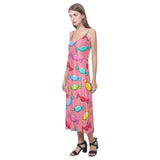 Colorful wrapped candy pattern V-Neck Open Fork Long Dress