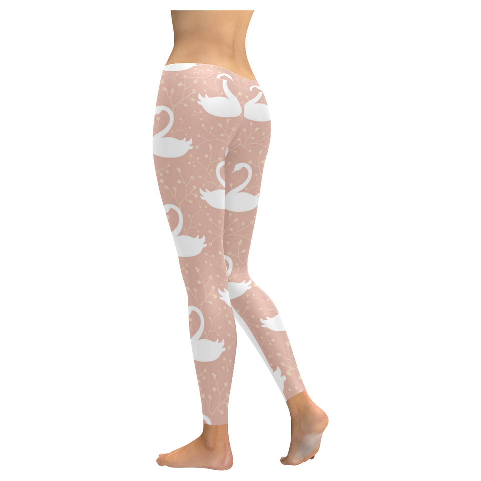 Swan flower light pink background Women's Legging Fulfilled In US