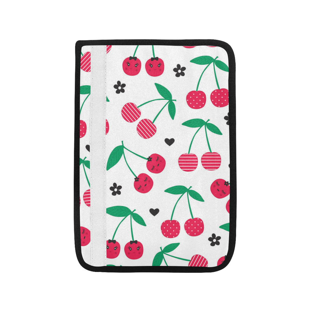 cherry pattern white background Car Seat Belt Cover