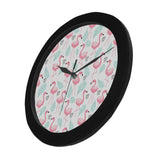 Cute flamingo pattern Elegant Black Wall Clock