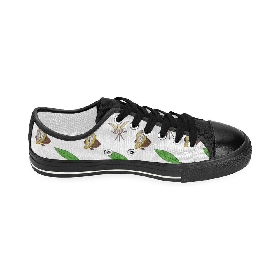 Color hand drawn cacao pattern Kids' Boys' Girls' Low Top Canvas Shoes Black