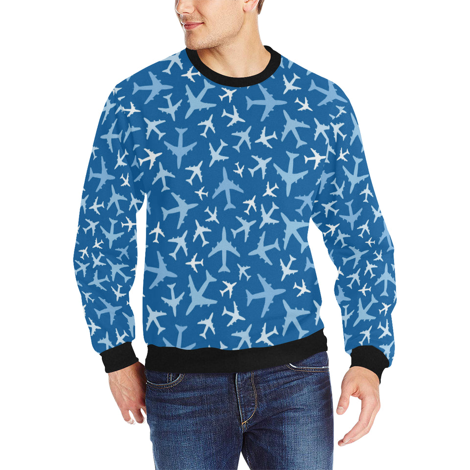 Airplane pattern in the sky Men's Crew Neck Sweatshirt